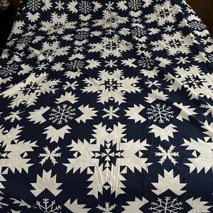 Navy and White Snowflake Throw Blanket